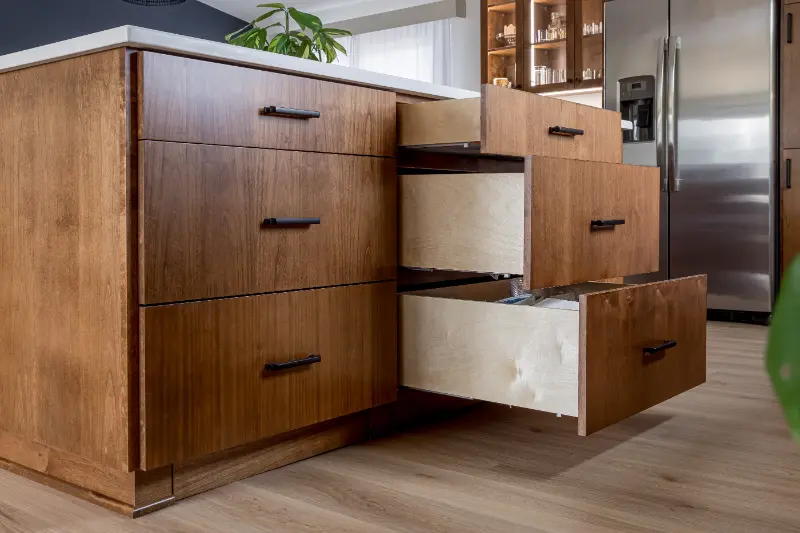 alder with stain cabinets